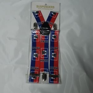 Mens suspenders  Haitian flag